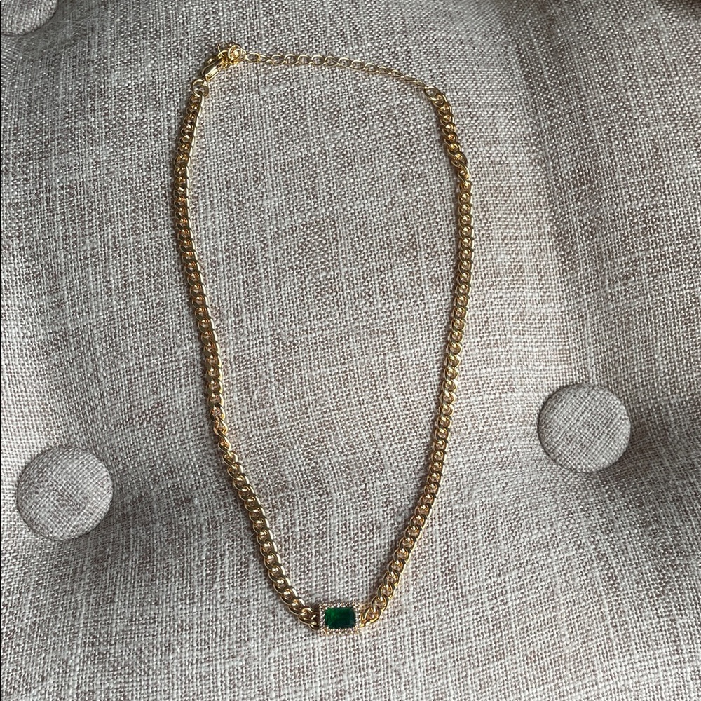 Princess Polly Gold Green Emerald Necklace